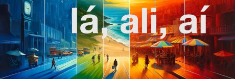 lá, ali, aí saying "there" in portuguese